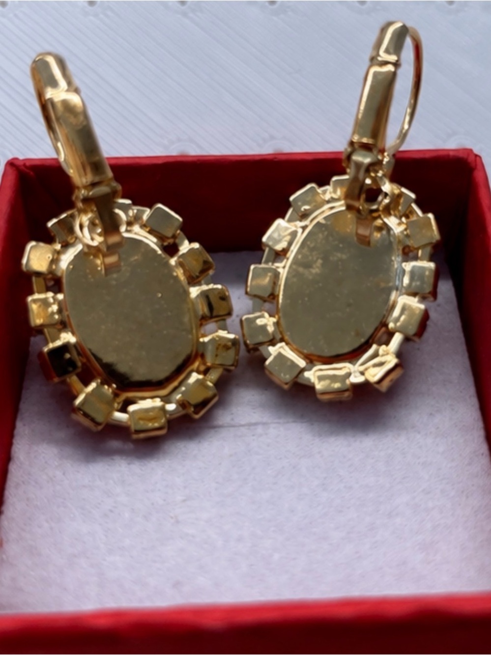 Sapphire Blue Halo Earrings - Picture 4 of 4